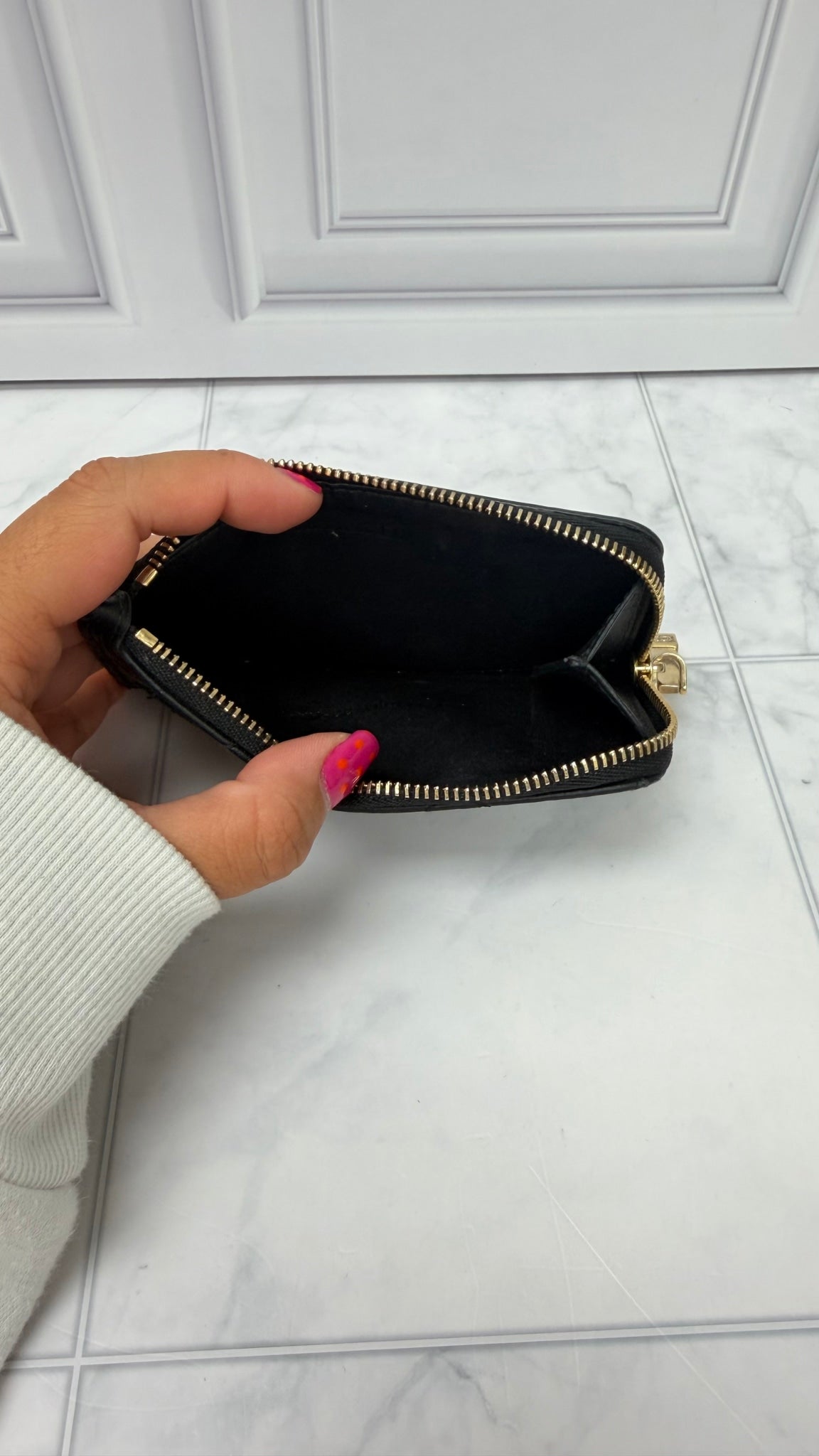 Christian Dior Black Leather Lady Dior Cosmos Zippy Card Case