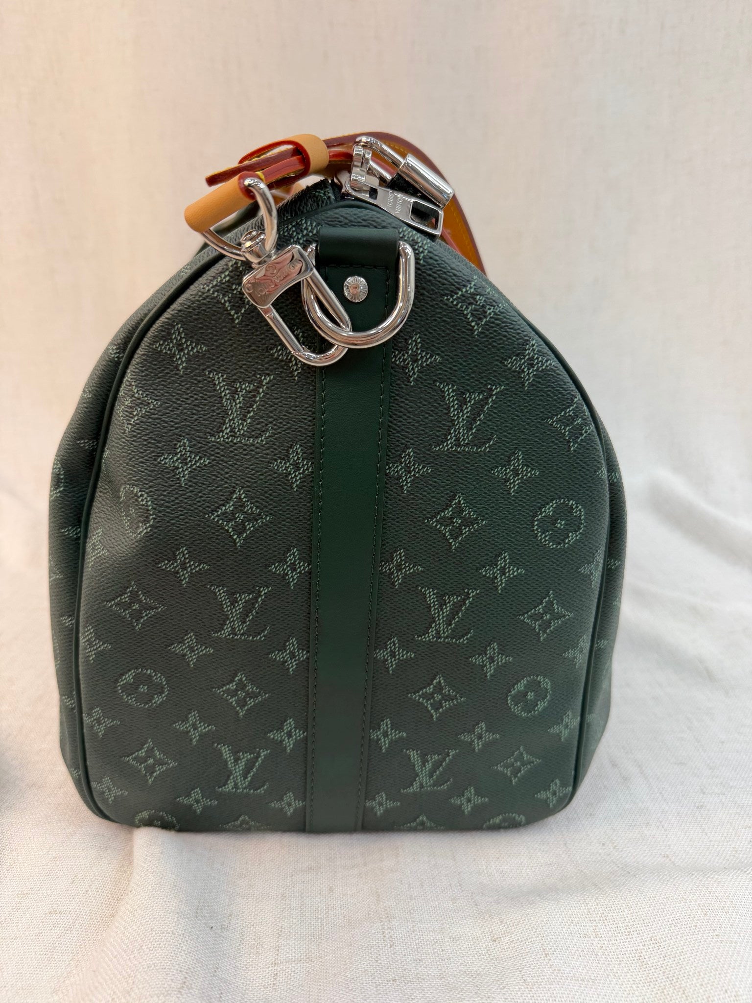 Lous Vuitton Green Monogram Keepall Bandouliere 50
