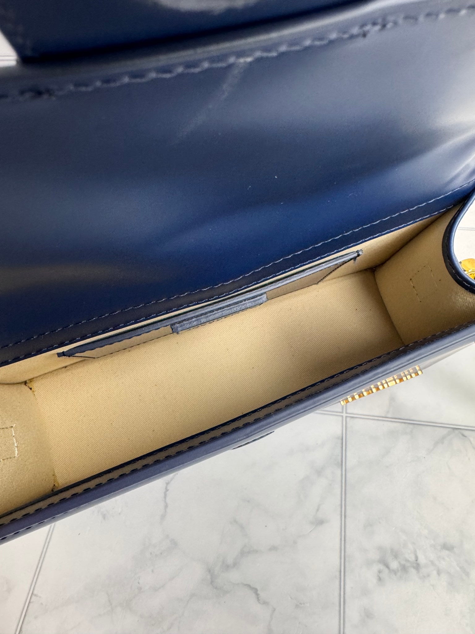 BRAND NEW - Jacquemus Navy Blue Leather Grande Bambino 2Way Handbag 