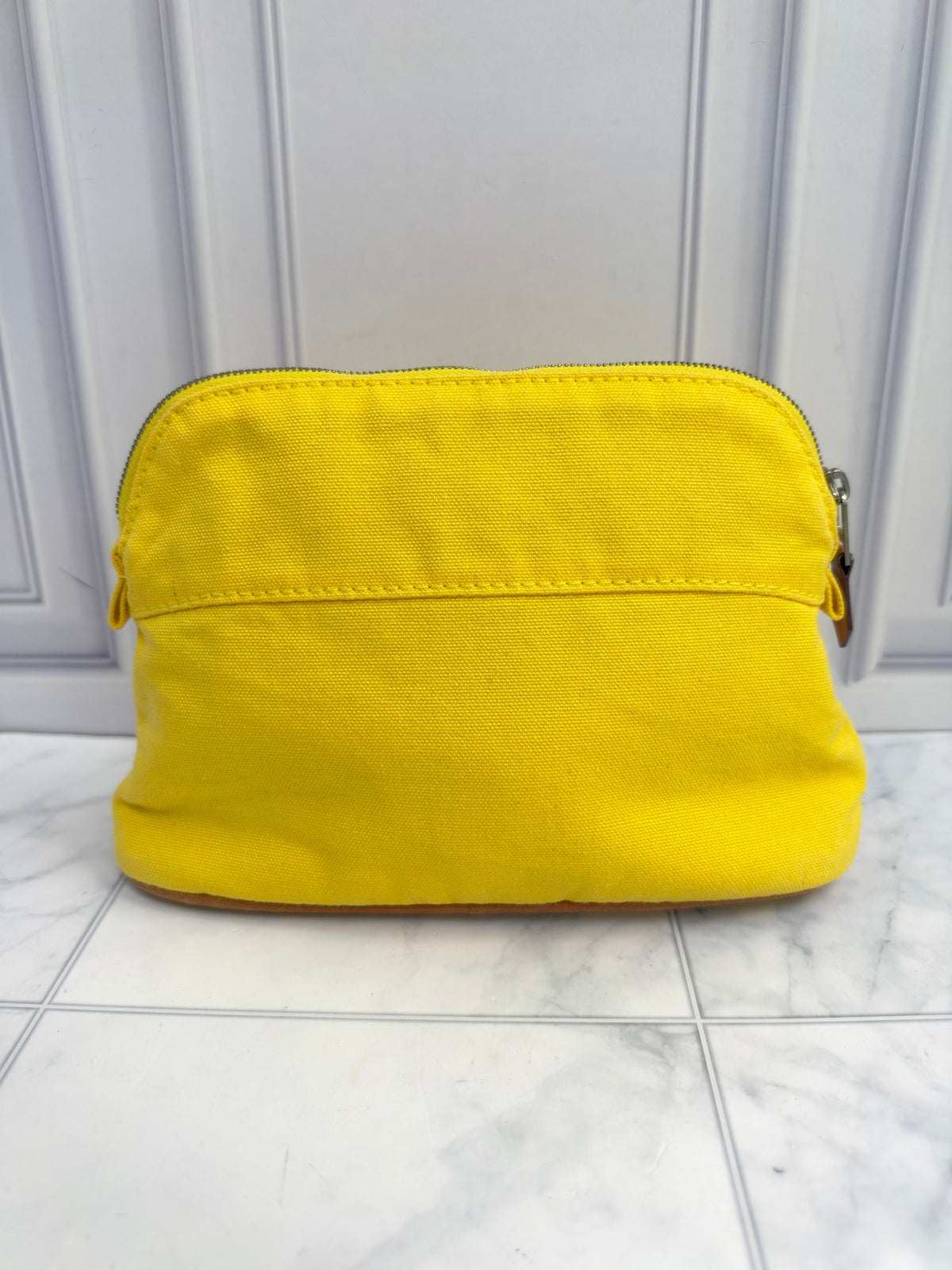 Hermes Yellow Canvas Bolide Pouch