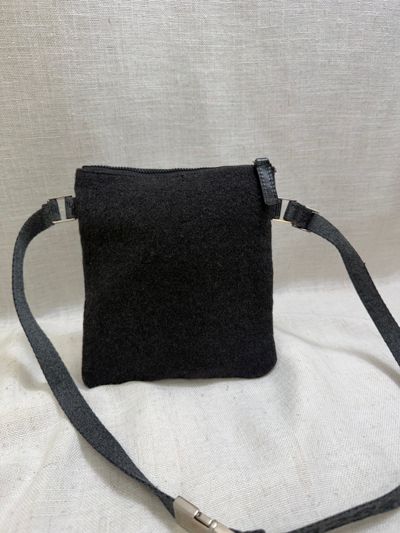 Fendi Grey Wool Blend Belt Bag