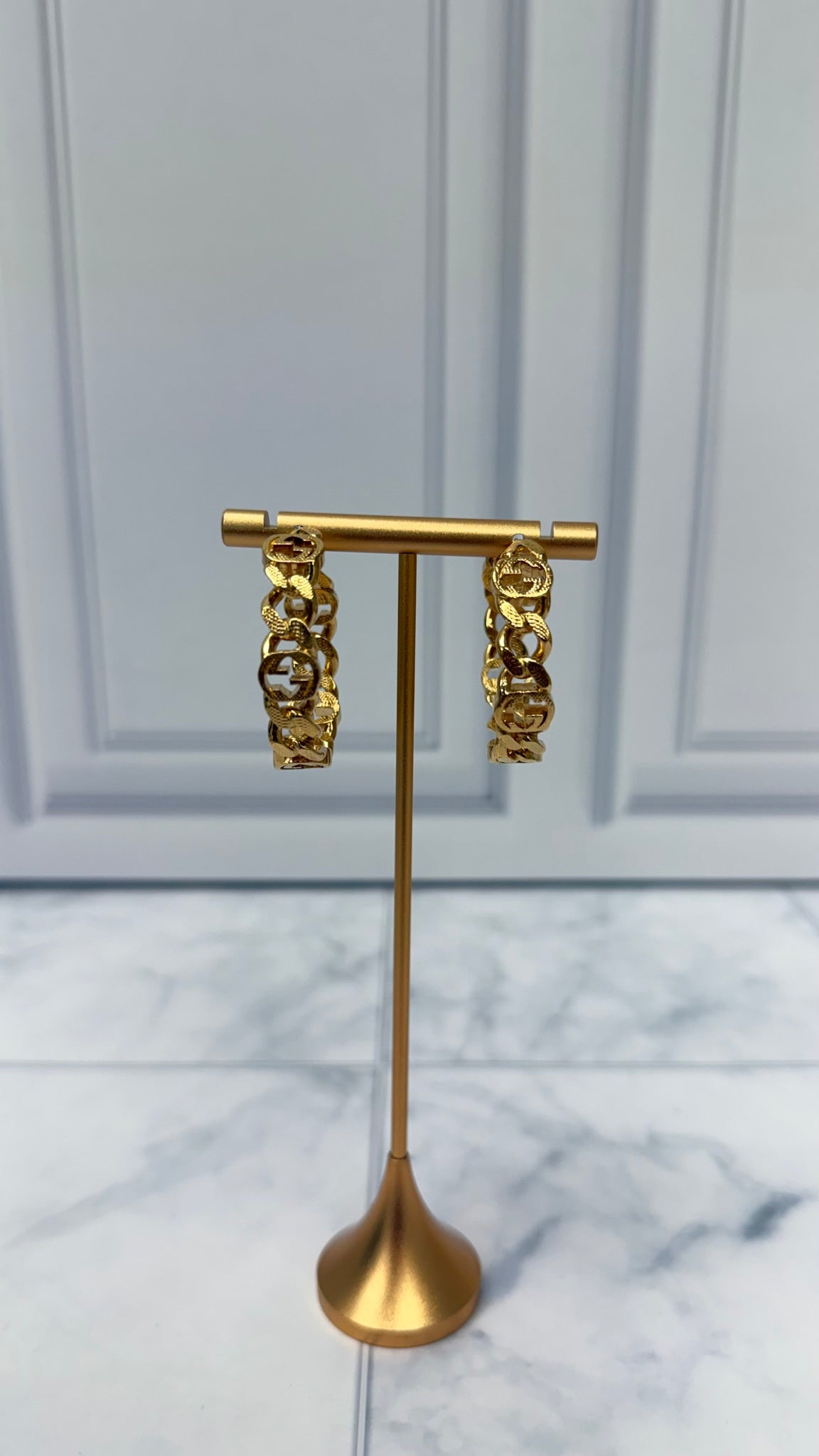 Gucci Gold Toned GG Hoop Earrings 