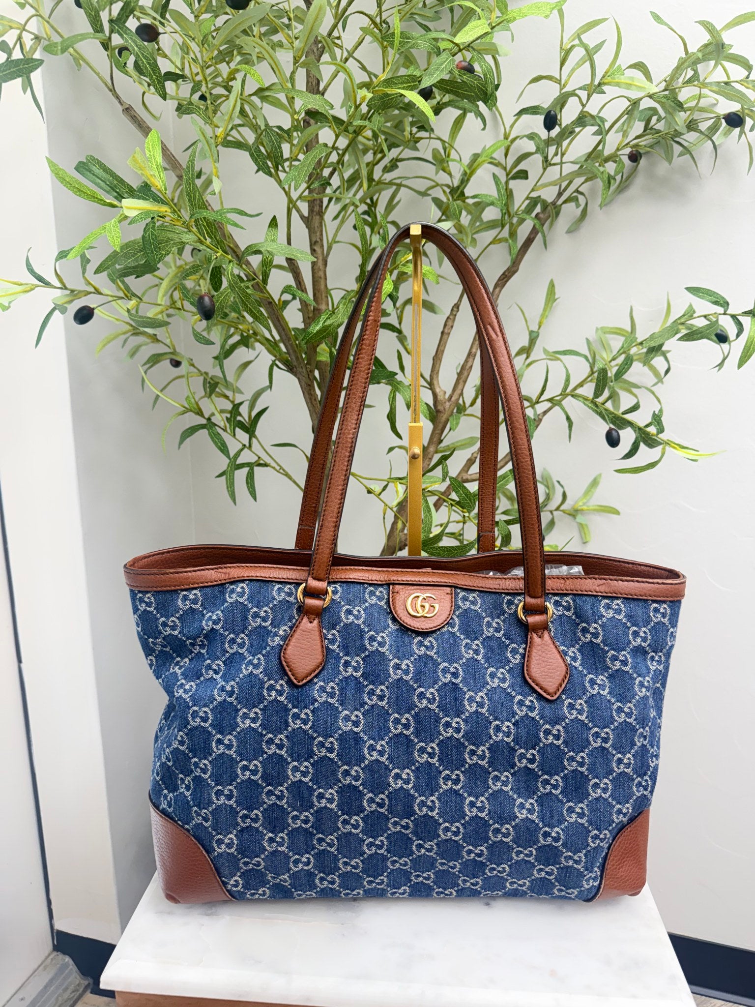 Gucci Blue Denim GG Tote Bag 