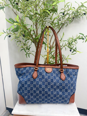 Gucci Blue Denim GG Tote Bag