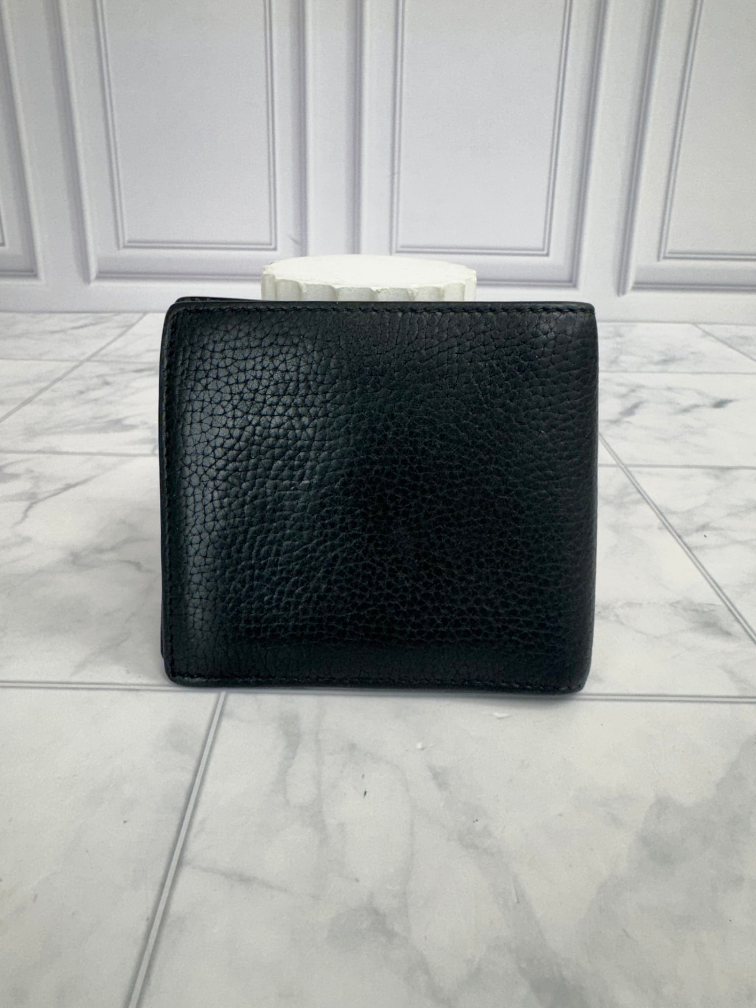 Gucci Black Grained Leather Bifold Wallet