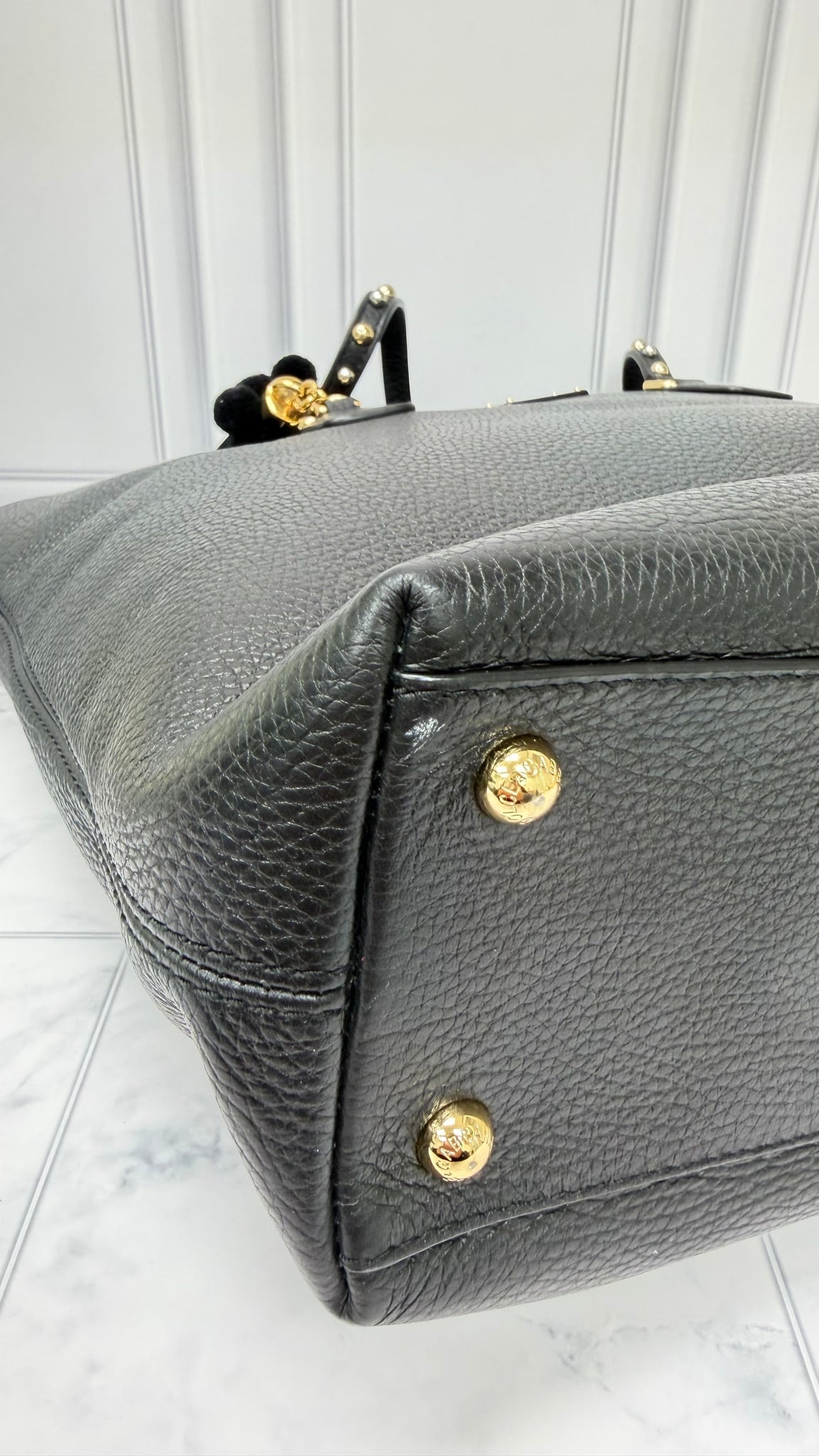 Dolce & Gabbana Black Grained Leather Tote Bag 
