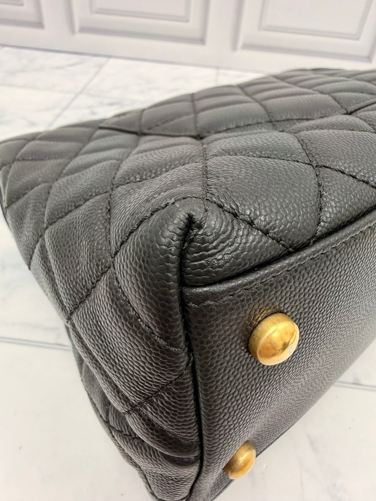Chanel Black Caviar Quilted Medium Coco Handle Flap Bag