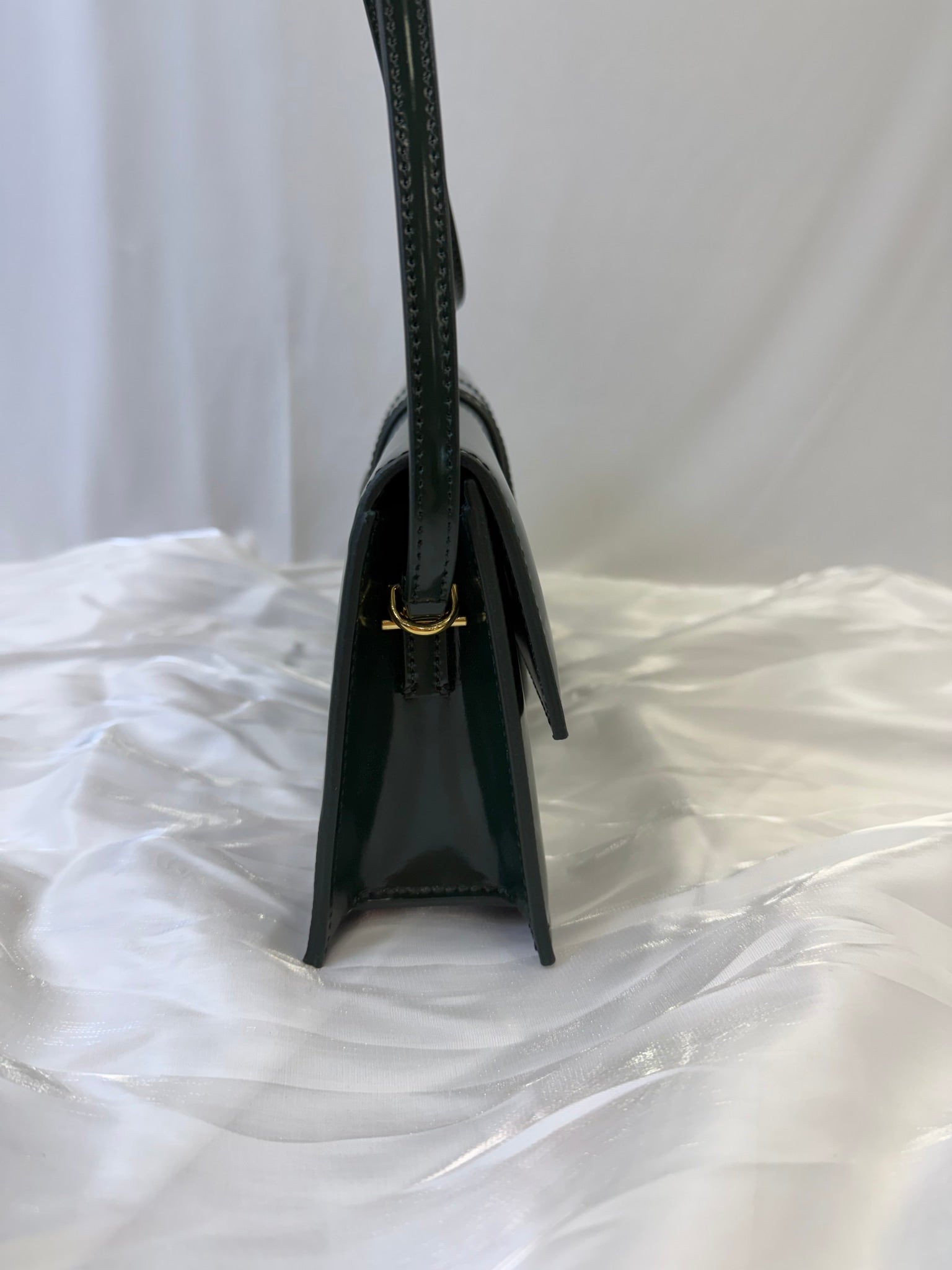 BRAND NEW-Jacquemus Green Patent Leather Le Grand Bambino Bag