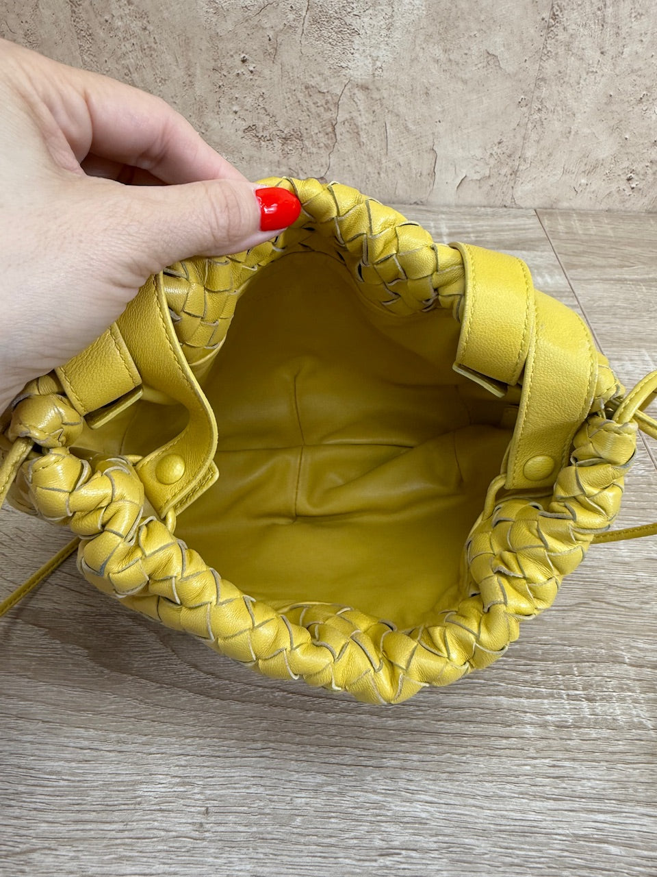 Bottega Veneta Yellow Intrecciato Leather Small Bulb Bag
