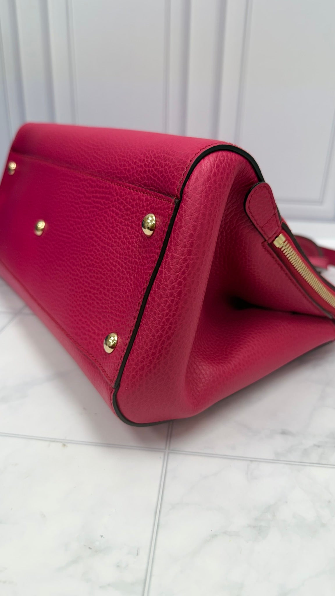 Gucci Pink Pebbled Leather Medium Swing 2Way Tote