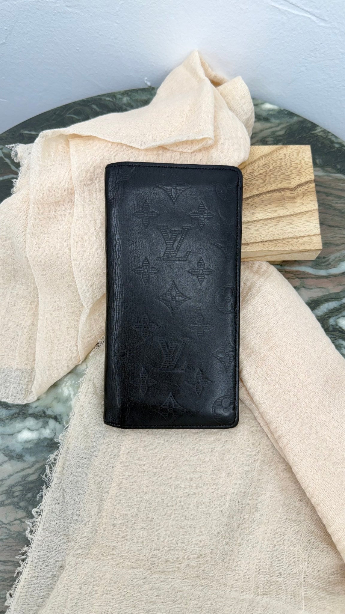 Louis Vuitton Black Shadow Monogram Brazza Wallet