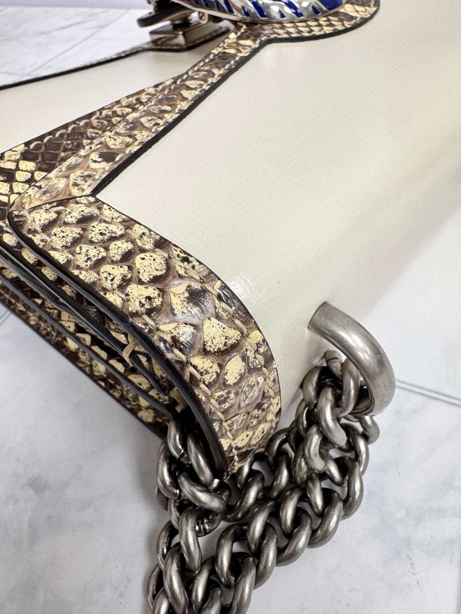 Gucci White leather And Snakeskin Trim Dionysus Shoulder Bag