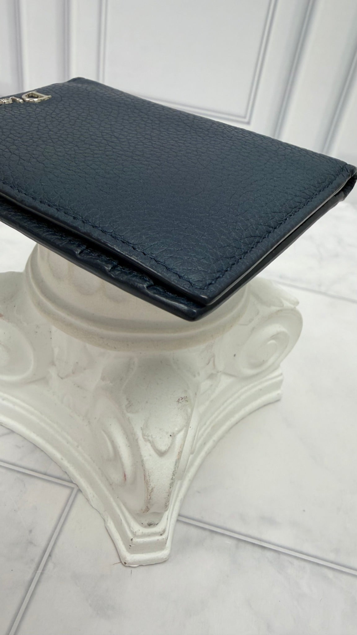 Christian Dior Navy Blue Leather Pocket Organizer