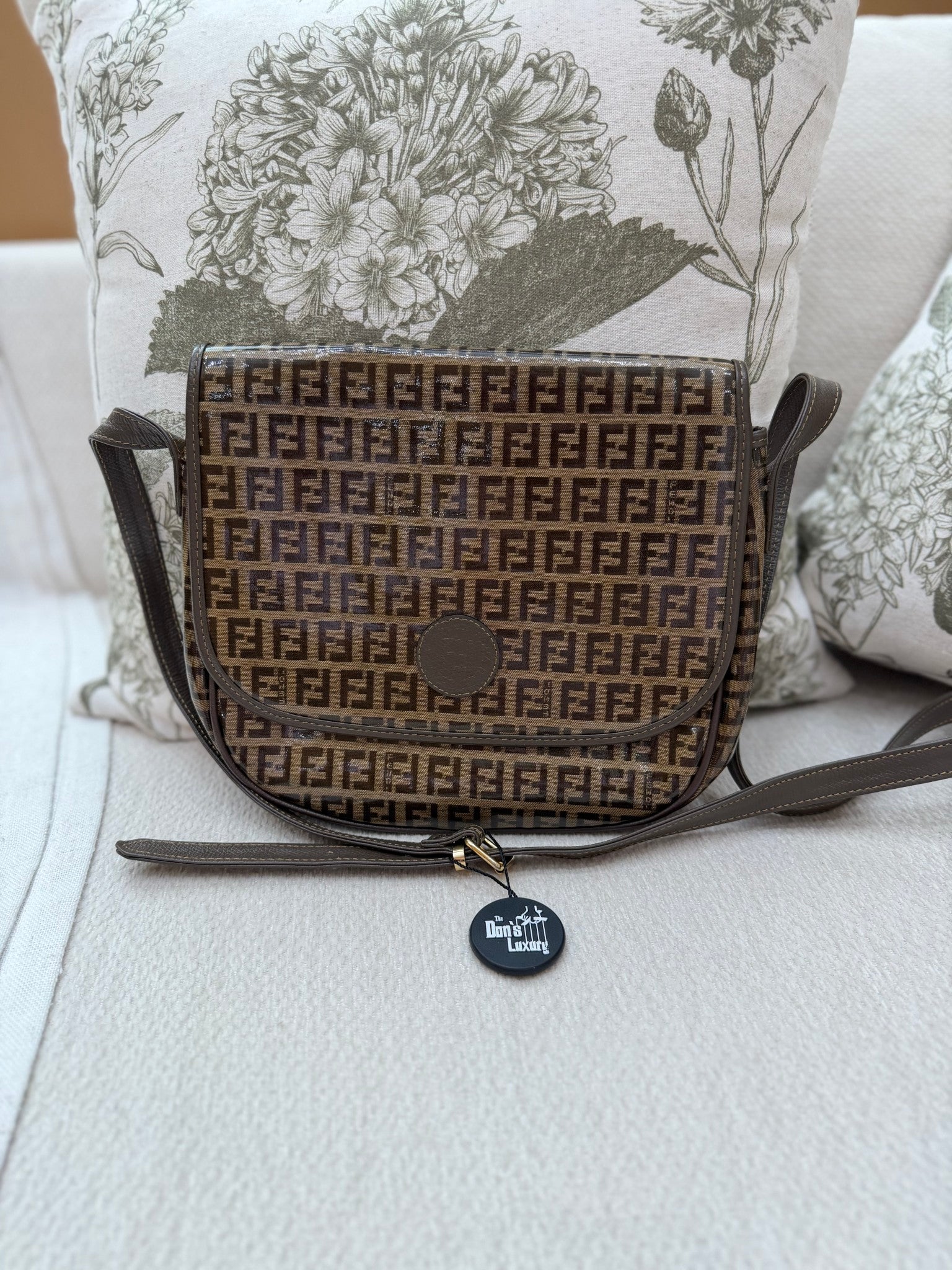 Fendi Brown Coated Canvas Zucchino Shoulder Bag