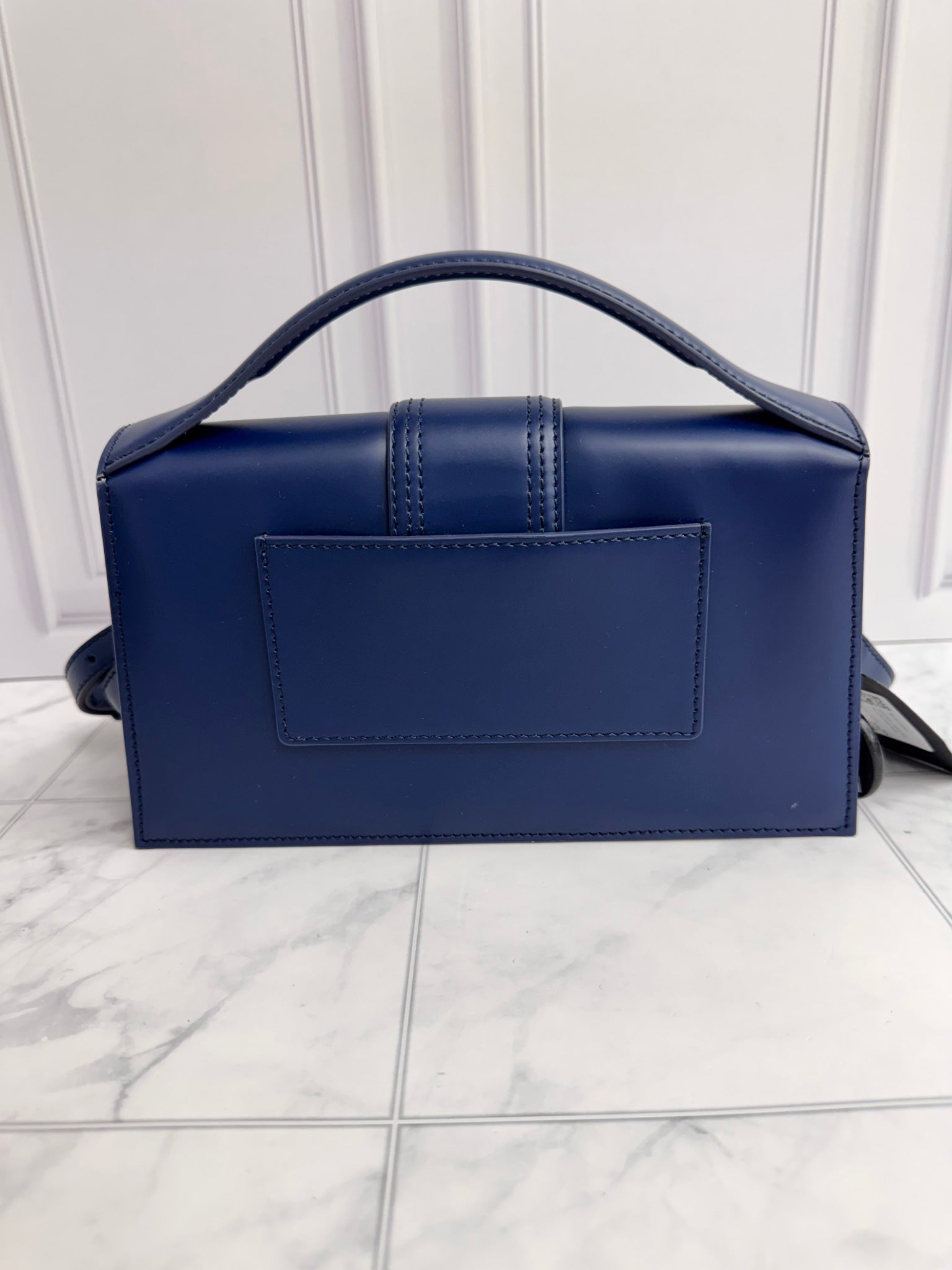 BRAND NEW - Jacquemus Navy Blue Leather Grande Bambino 2Way Handbag 