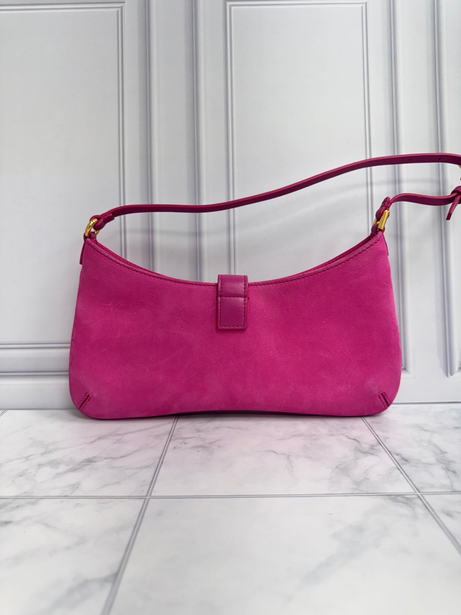 Jacquemus Pink Suede Le Bisou Cadenas Shoulder Bag 