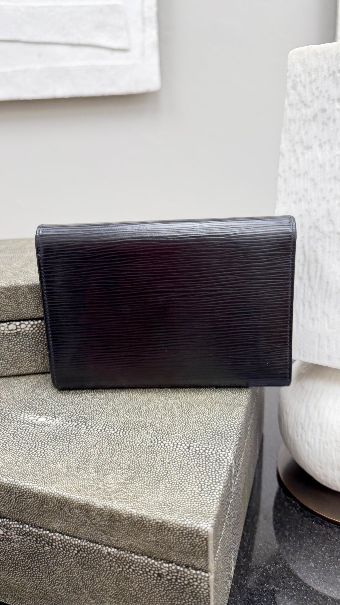 Louis Vuitton Black Epi Porte Tresor Trifold Wallet