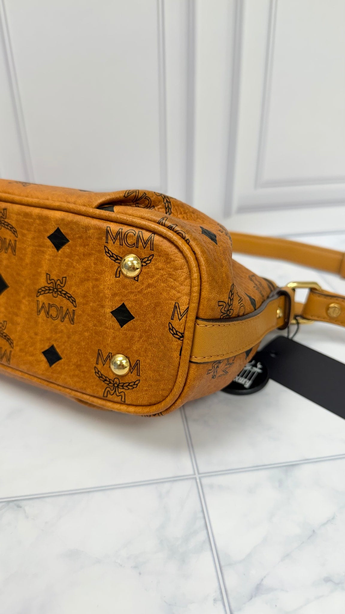 MCM Brown Visetos Leather Shoulder Bag 