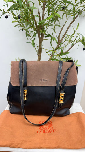 Loewe Black And Brown Leather Velazquez Twist shoulder Bag