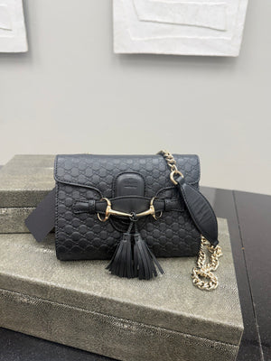 Gucci Black Microguccissima Mini Emily Chain Crossbody