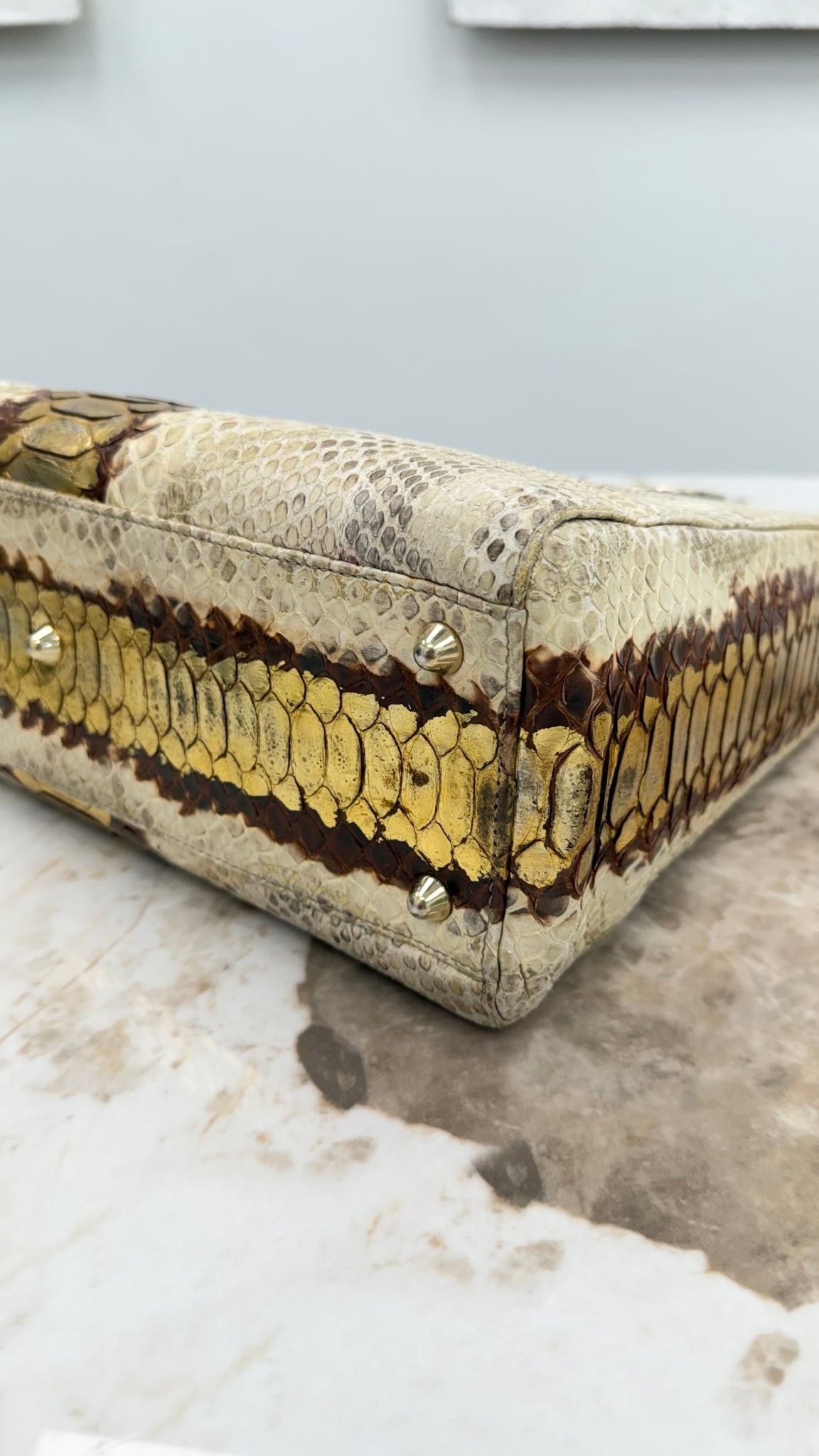 Christian Dior Metallic Python Large Lady Dior & Wallet 