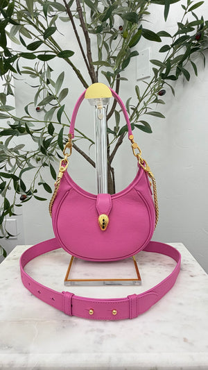 LIKE NEW - Bvlgari Pink Leather Serpenti Ellipse Micro Handbag
