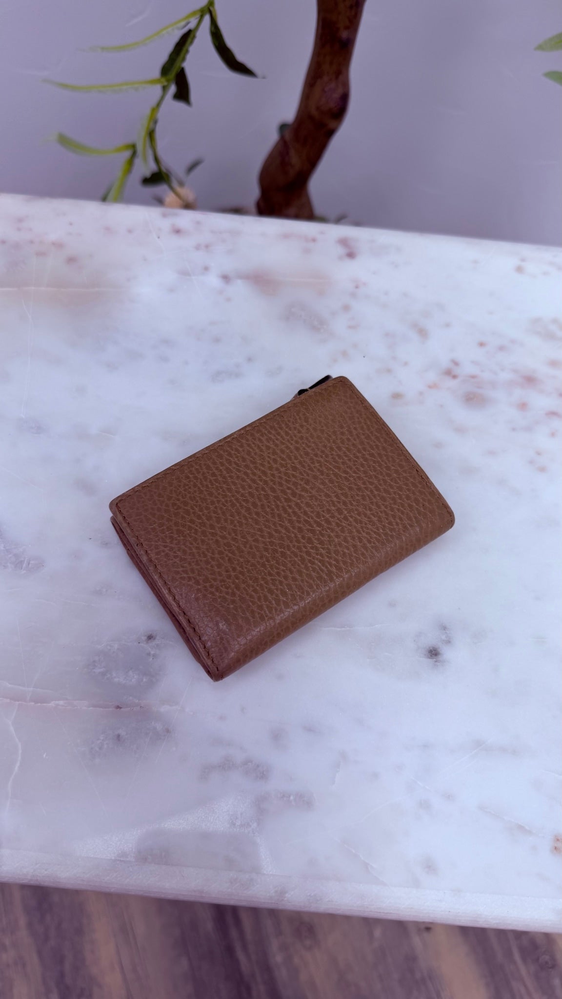 Gucci GG Tan Leather Marmont Compact Wallet