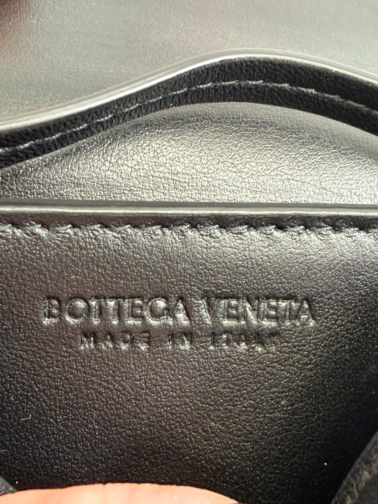 Bottega Veneta Black Intrecciato Mini Wallet On Strap