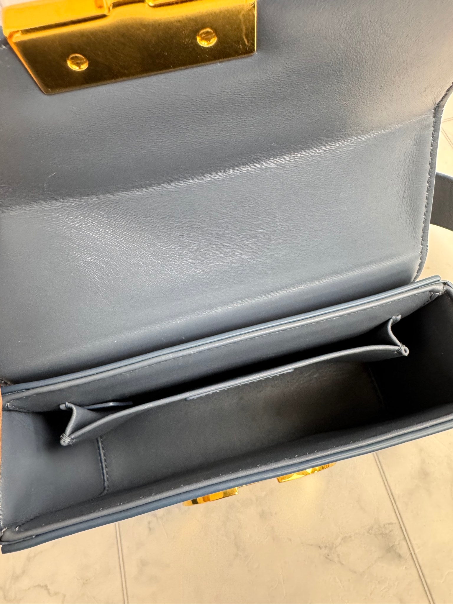 LIKE NEW - Christian Dior Blue Leather 30 Montaigne Crossbody Box Bag