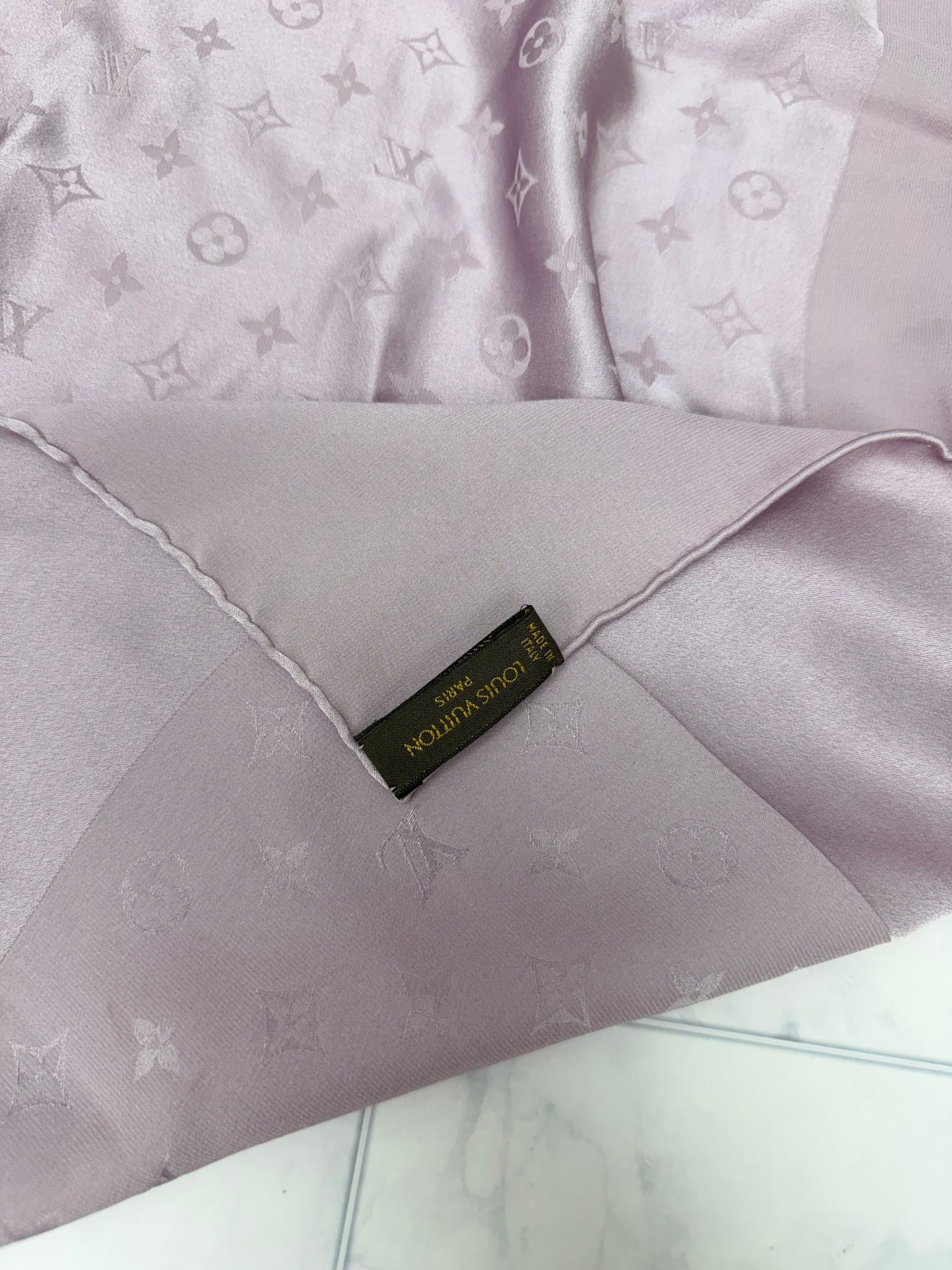 Louis Vuitton Monogram Lilac Silk Scarf 