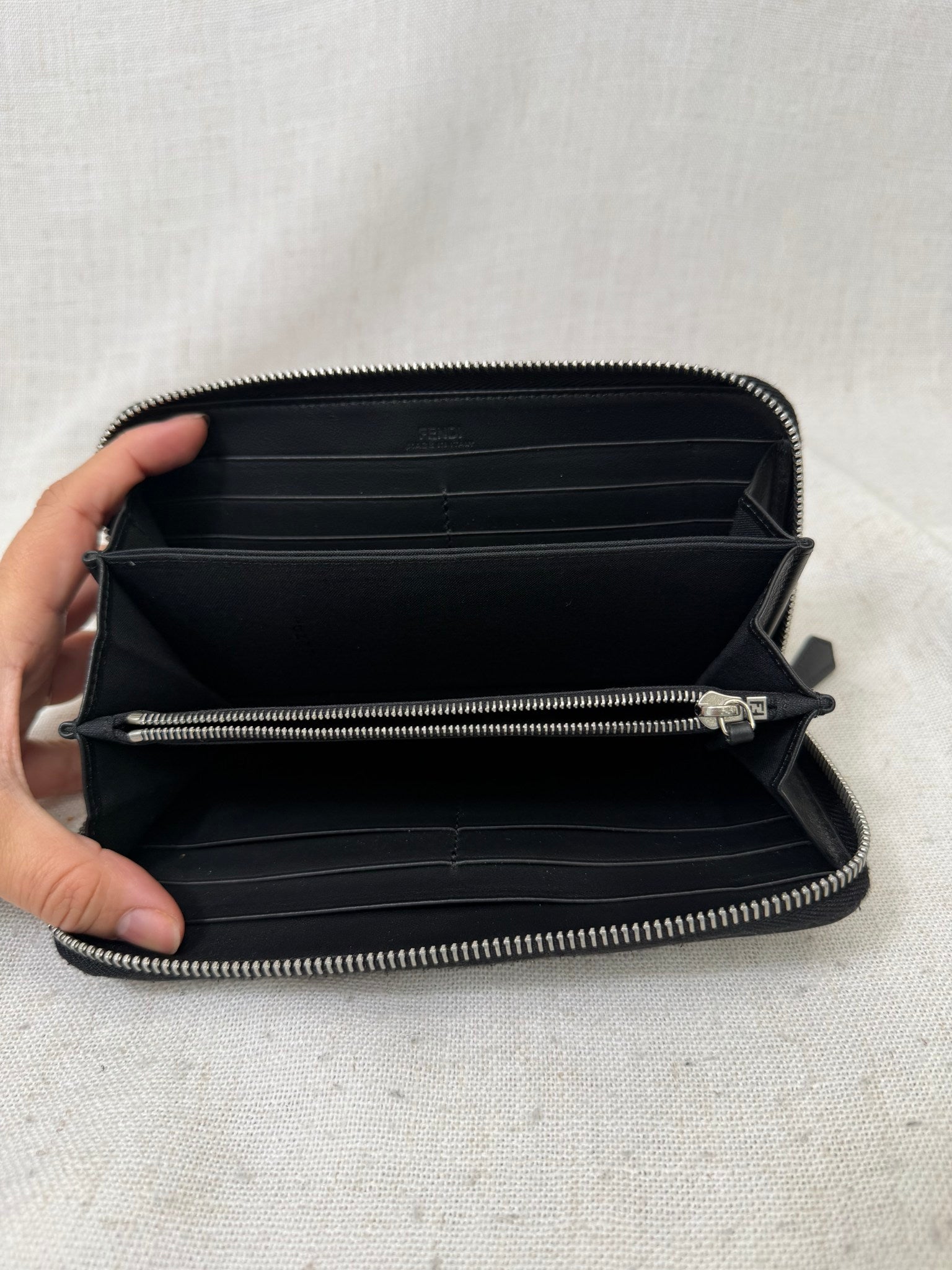 Fendi Black And Green Camo Forever Fendi Zippy Wallet 