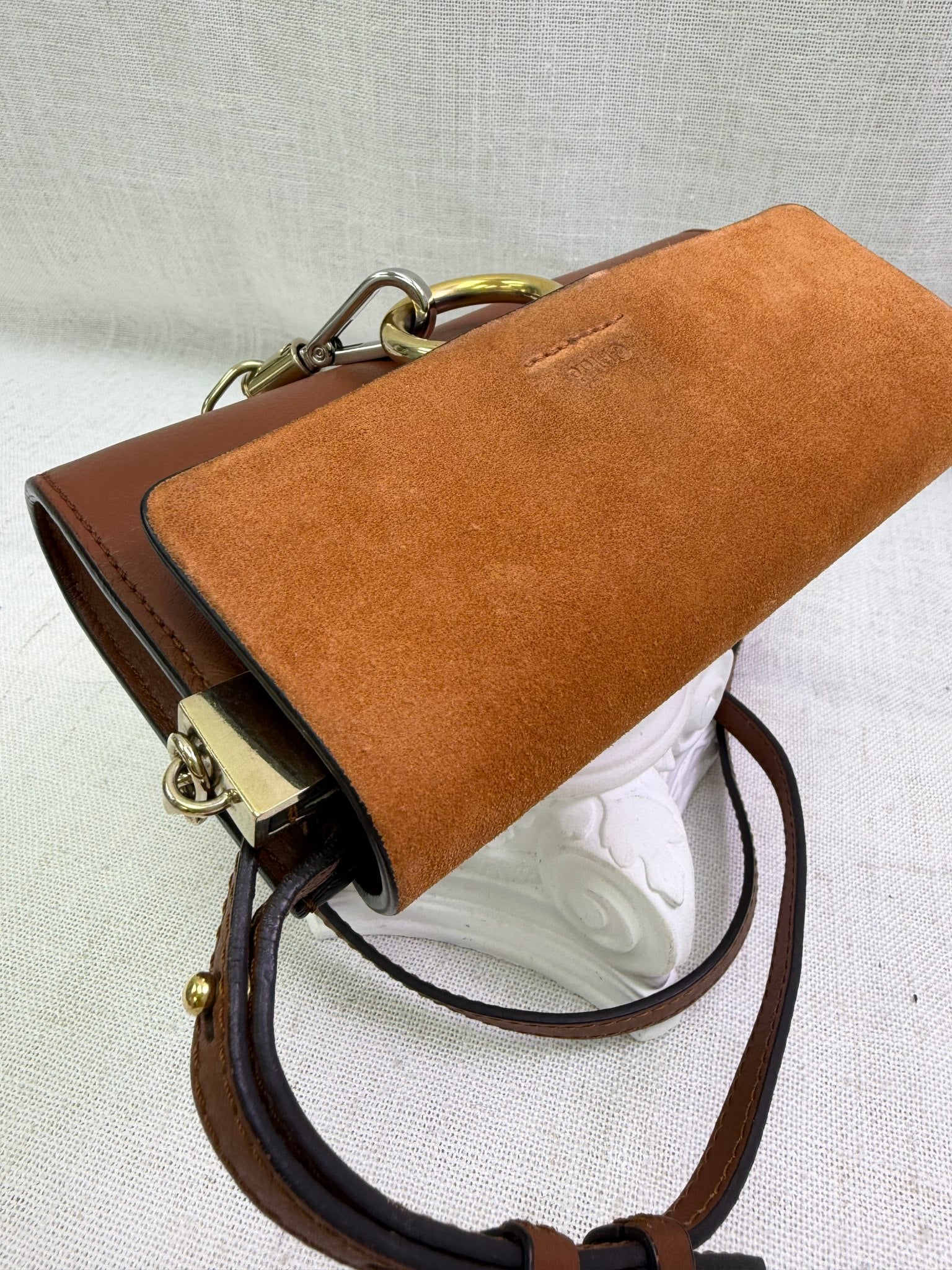Chloe Brown Leather & Suede Mini Faye Crossbody Bag
