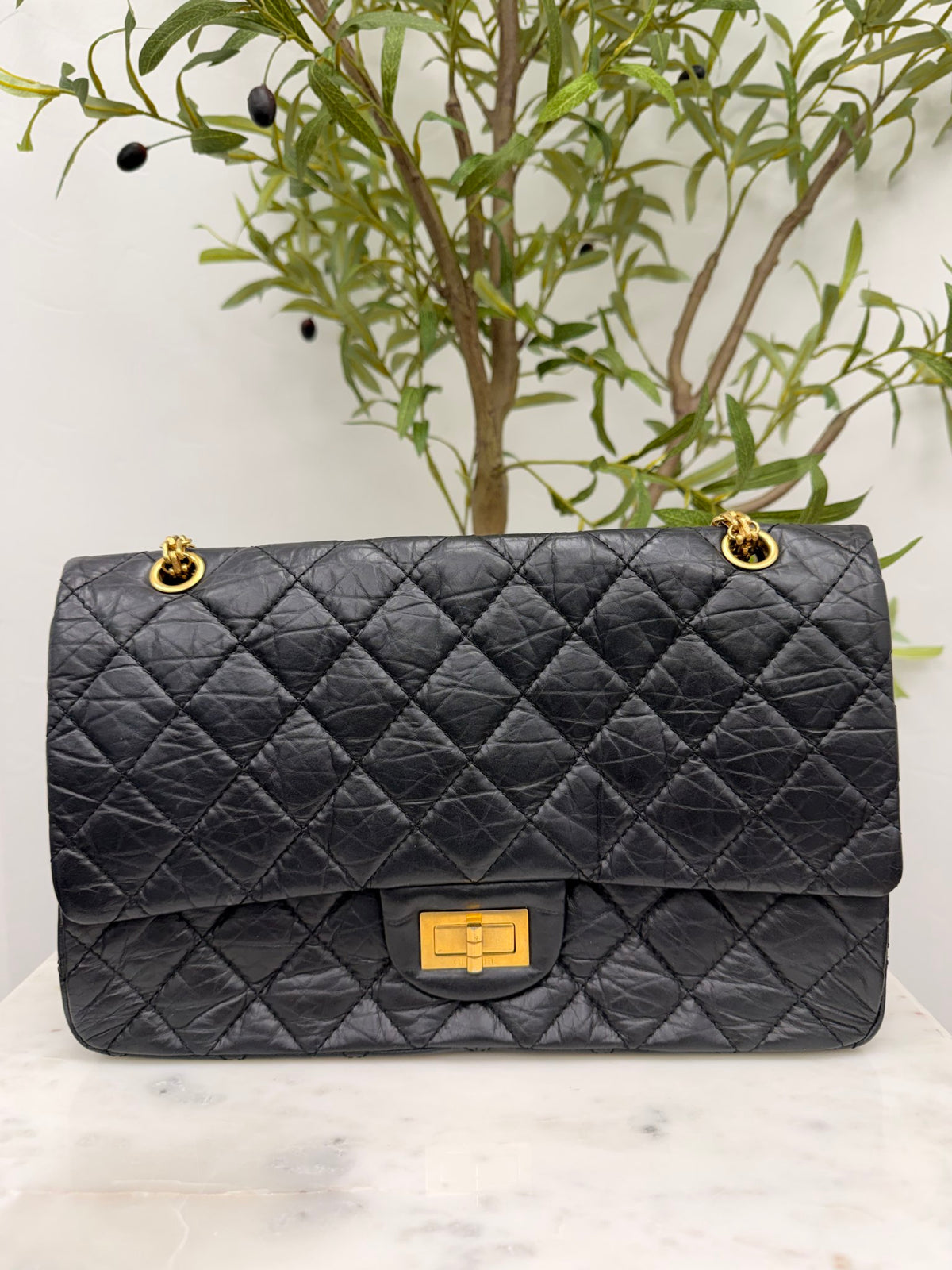 Chanel Black Calfskin Leather Jumbo 2.55 Handbag