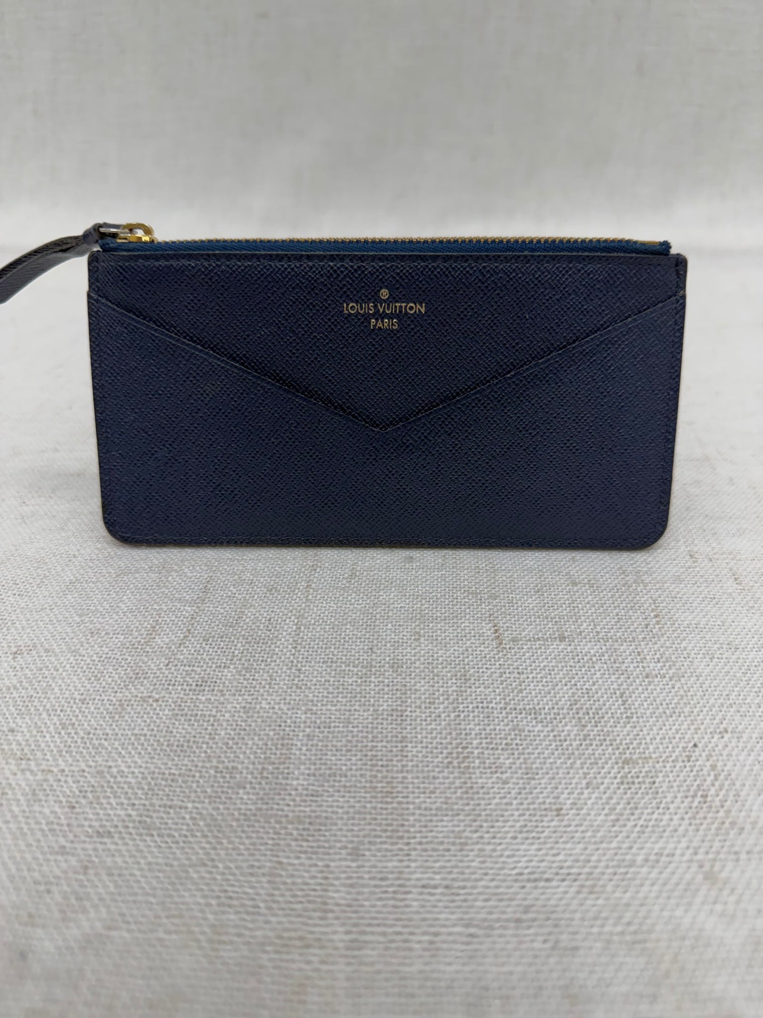 Louis Vuitton Navy Blue Leather Coin & Card Case