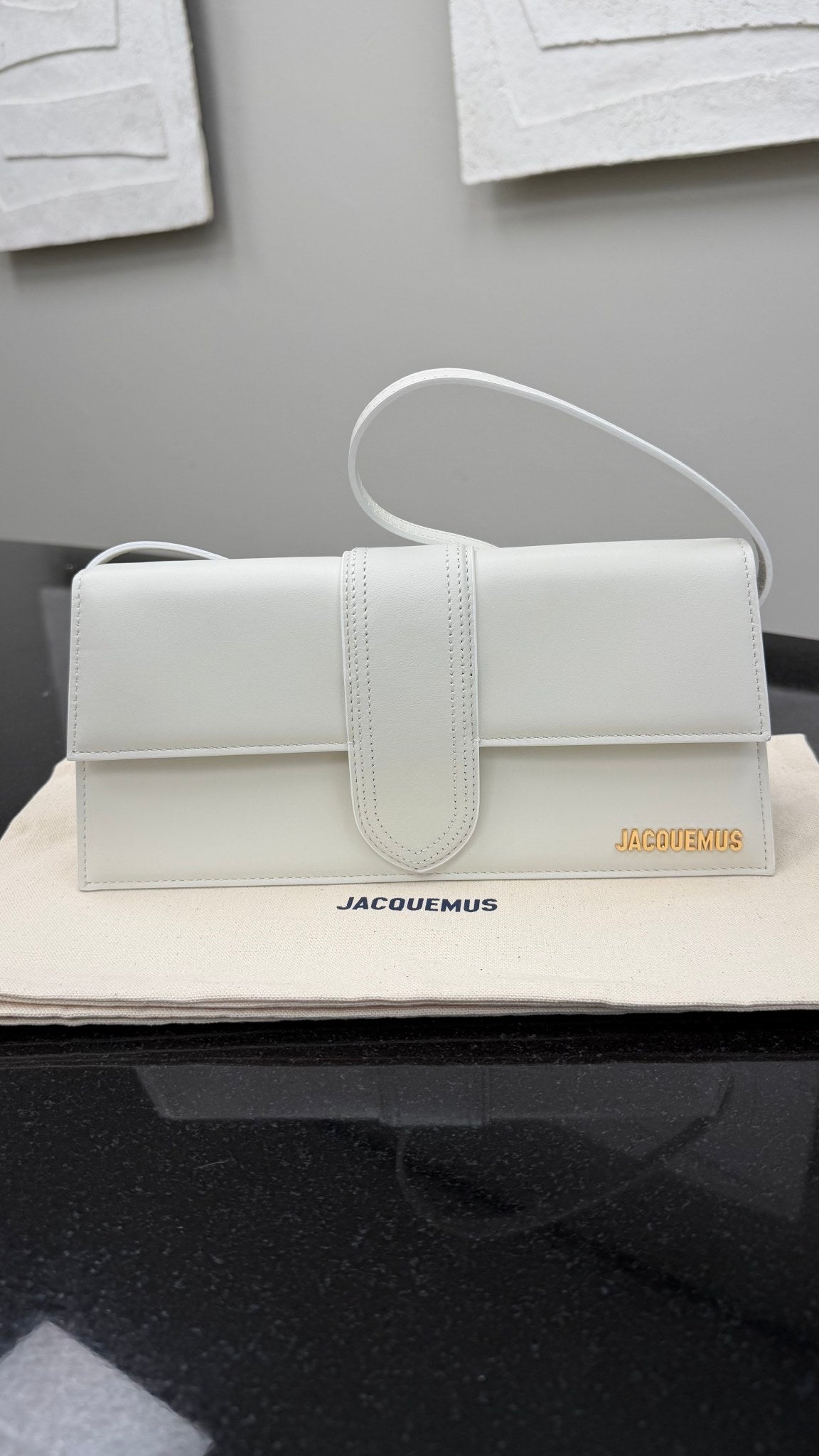 BRAND NEW - Jacquemus Matte White Leather Le Bambino Long Shoulder Bag