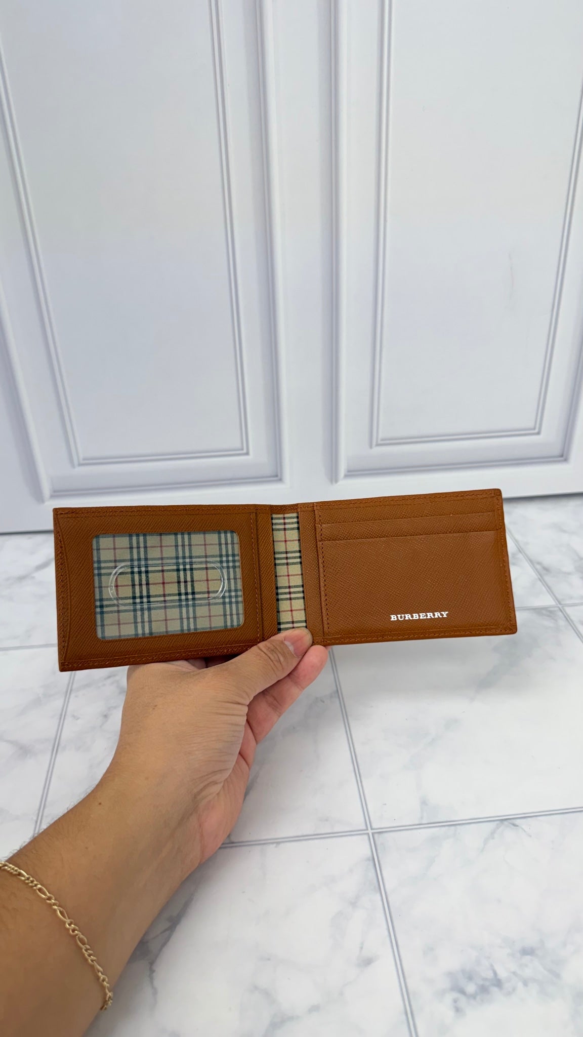 Burberry Brown Saffiano Leather Card Case