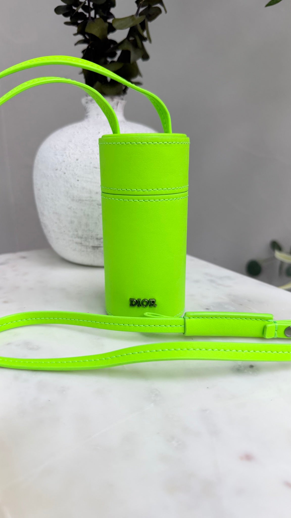 Christian Dior Neon Green Leather Nano Roller Case