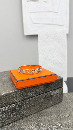 Hermes Gold Plated Multicolor Enamel Lanternes Ballons Et Cocardes Clic H Bracelet
