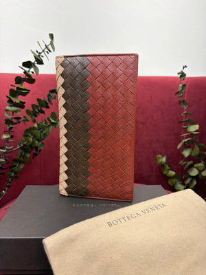 Bottega Veneta Tricolor Intrecciato Leather Long Wallet