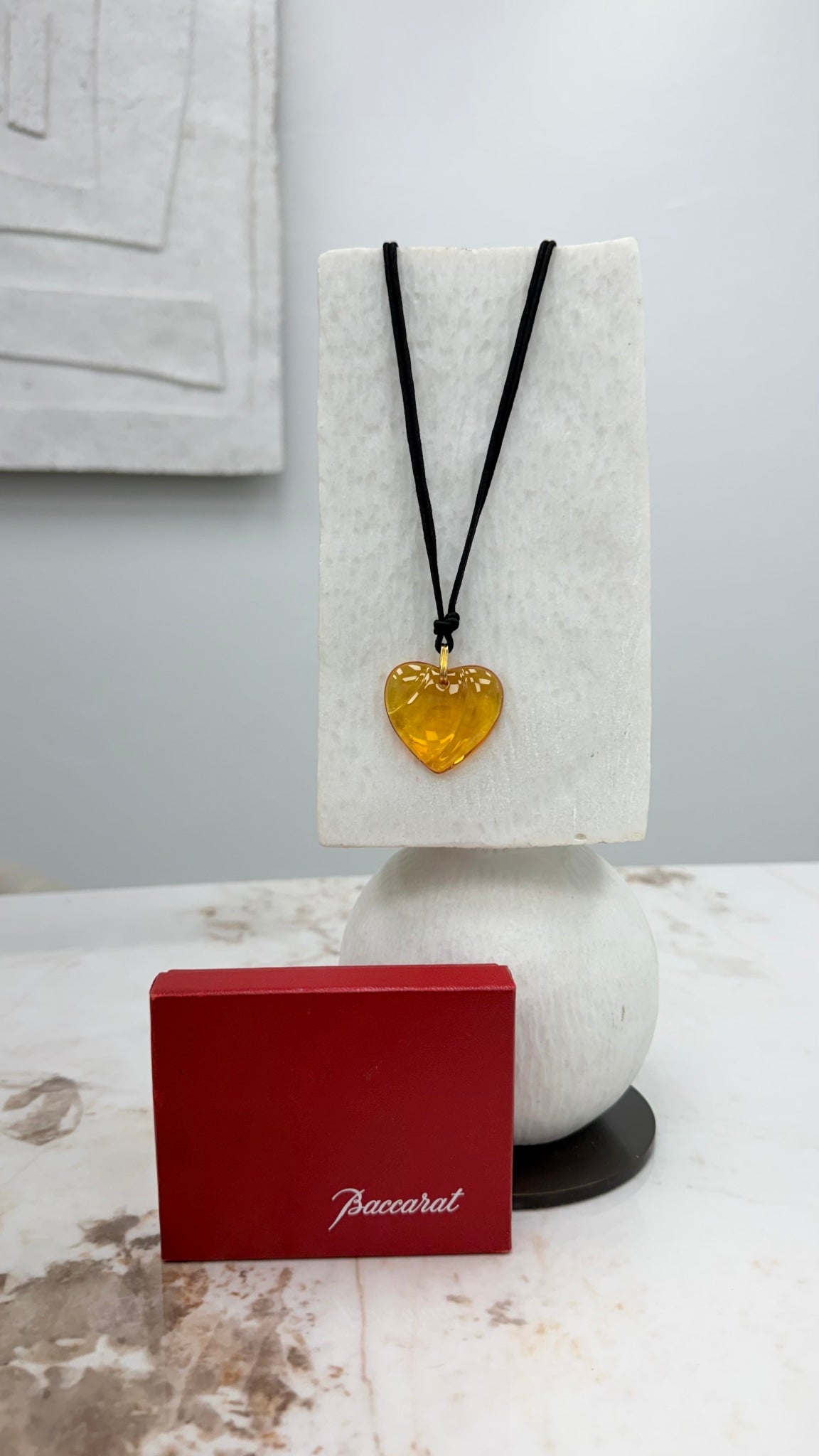 Baccarat Yellow Crystal Heart Necklace 