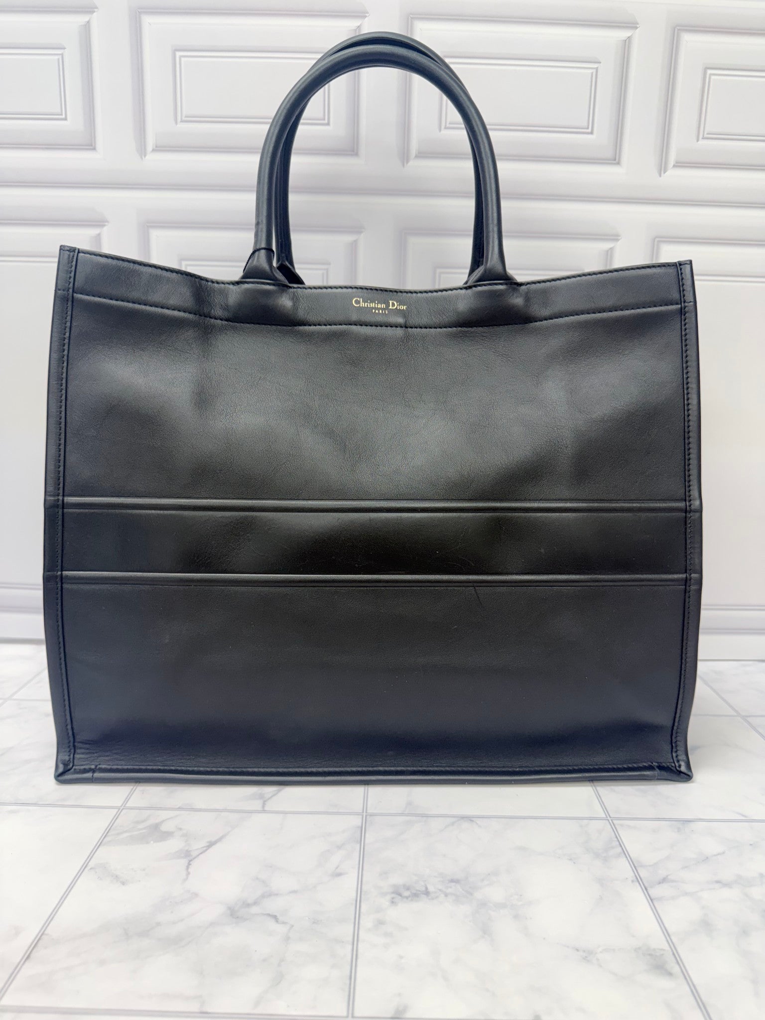 Christian Dior Black Leather Surrealisme Large Book Tote 