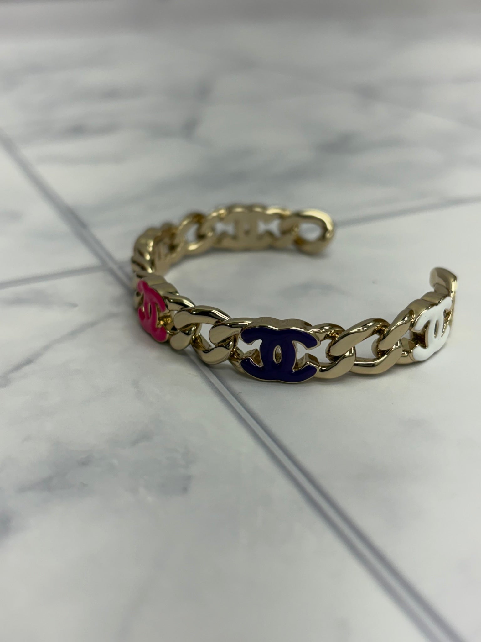 Chanel Multi color CC Enamel Chain Cuff