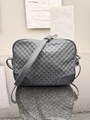 Gucci Black Microguccissima Leather Bree Messenger Mini Shoulder Bag