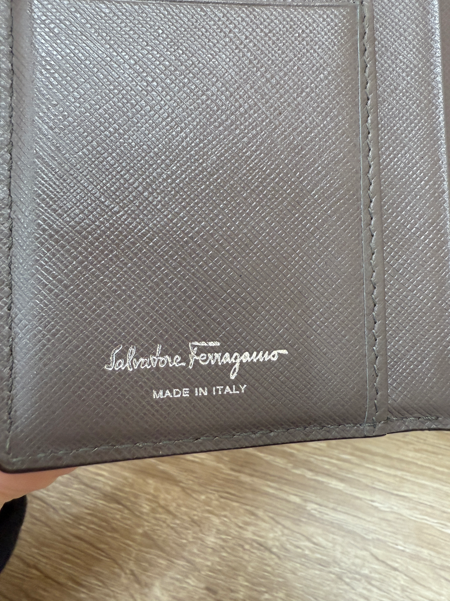 Ferragamo Taupe Leather Passport Holder