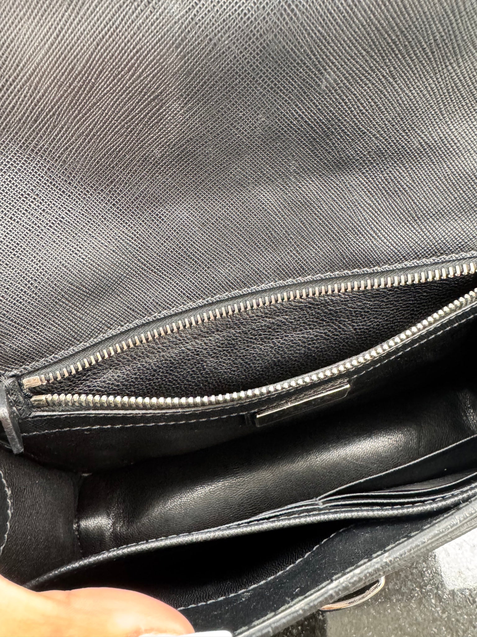 Prada Black Studded Saffiano Leather Clutch Bag