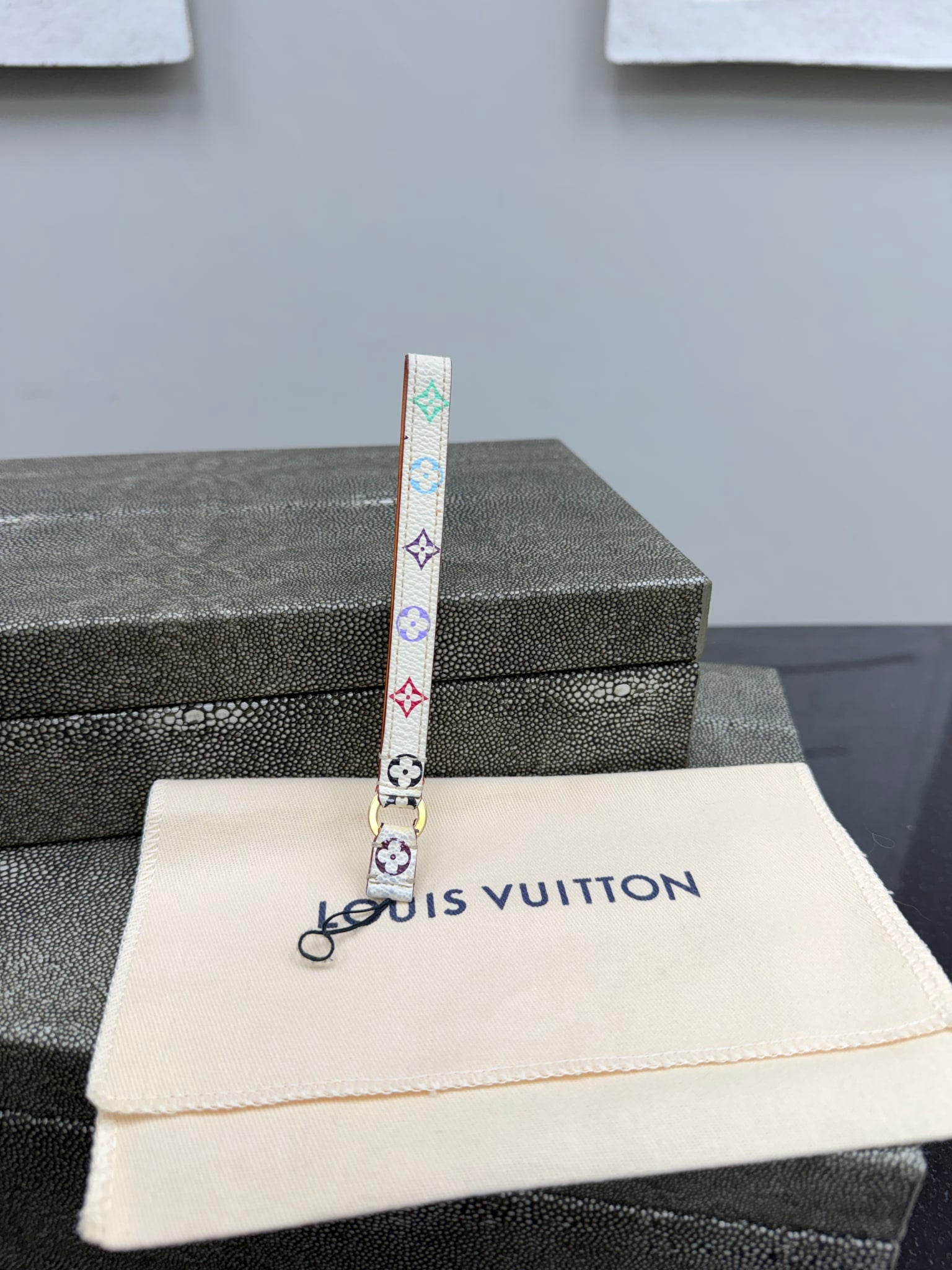 Louis Vuitton White Multicolor Monogram Dragonne Phone Strap Charm