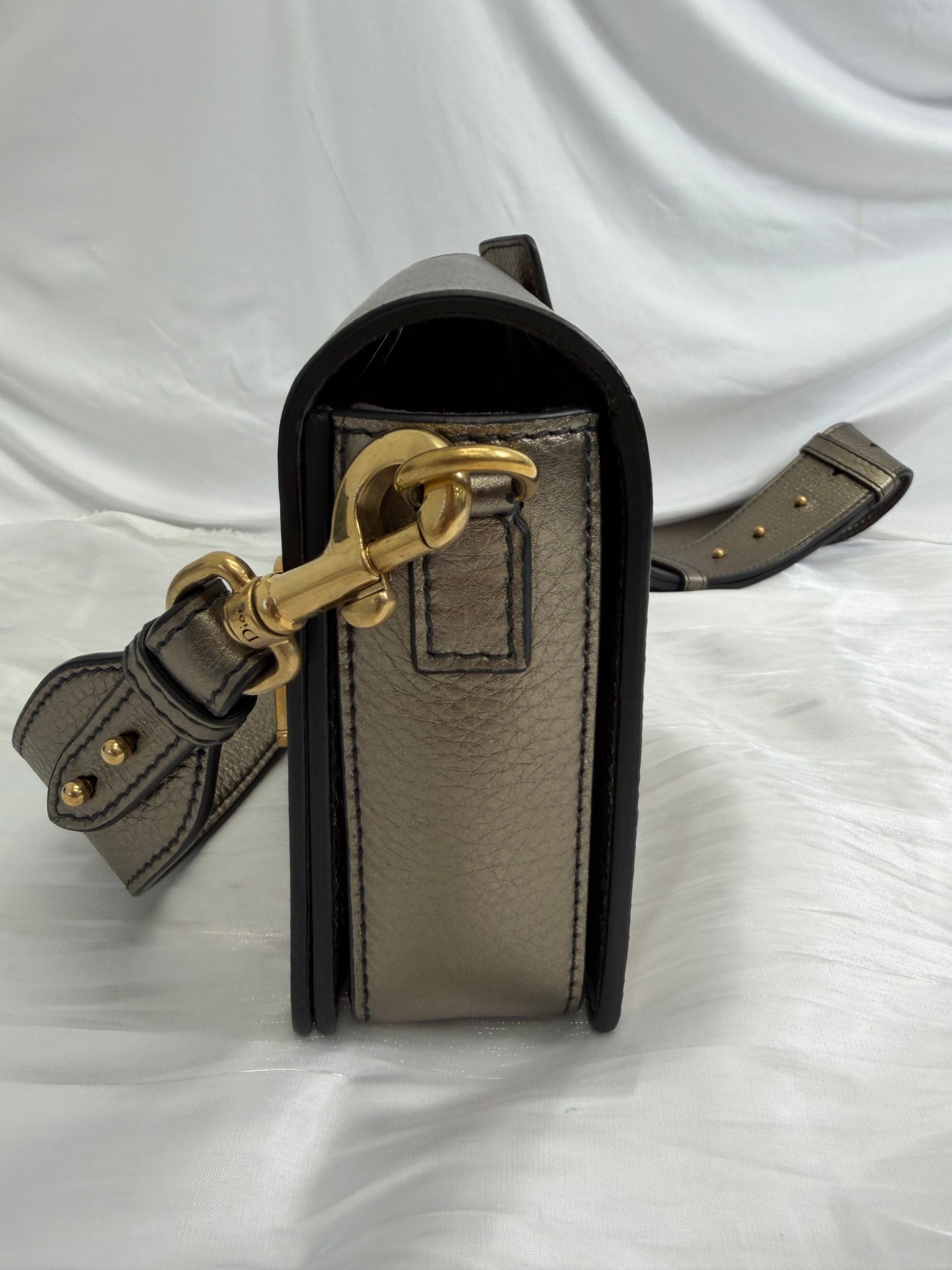 Christian Dior Metallic Bronze Grained Calfskin Crossbody
