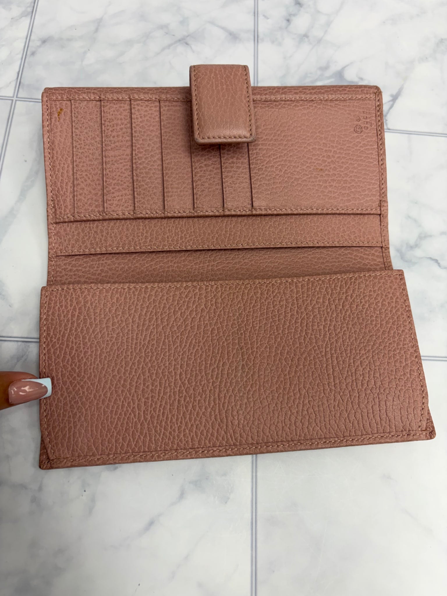 Gucci Dusty Pink Leather Long Wallet