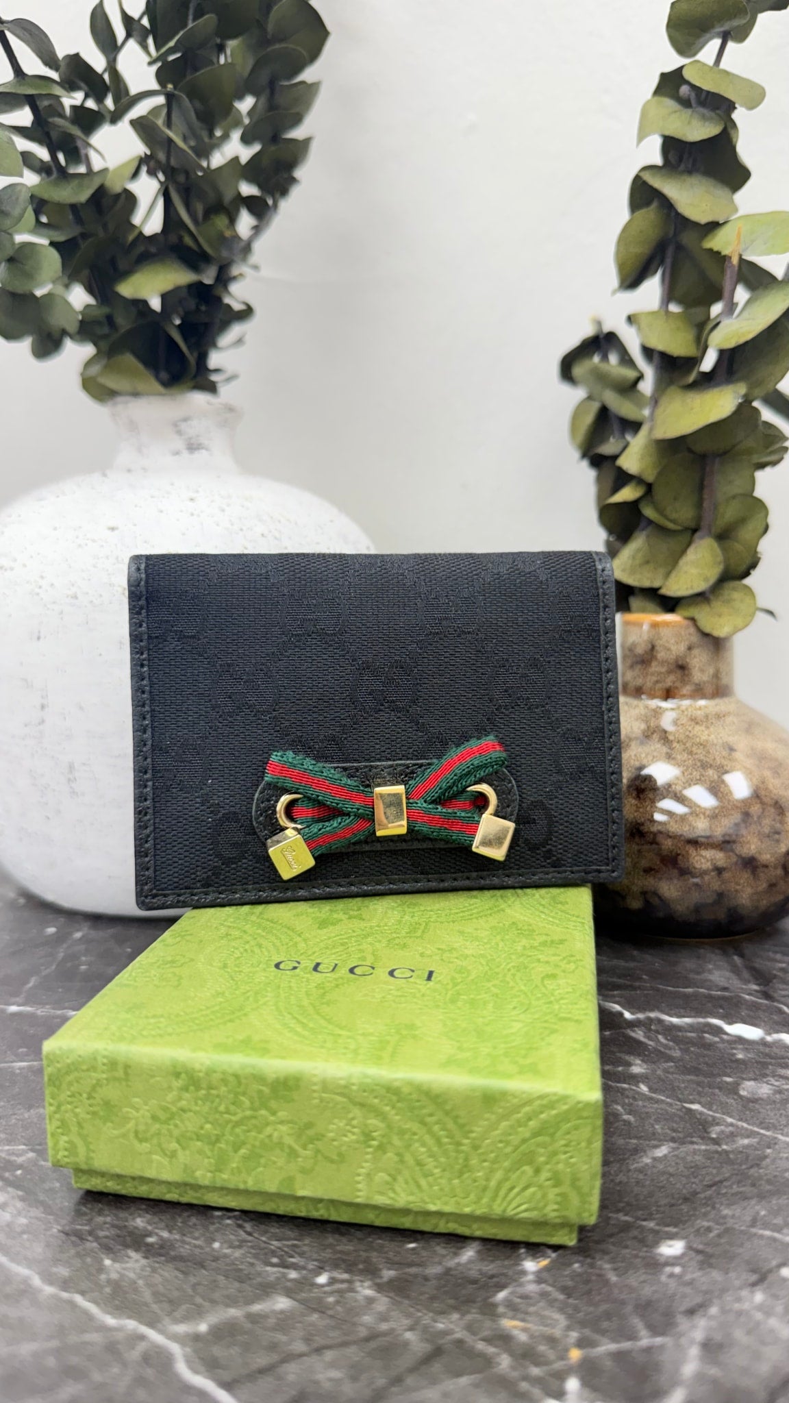 Gucci Black GG Canvas Princy Card Holder 