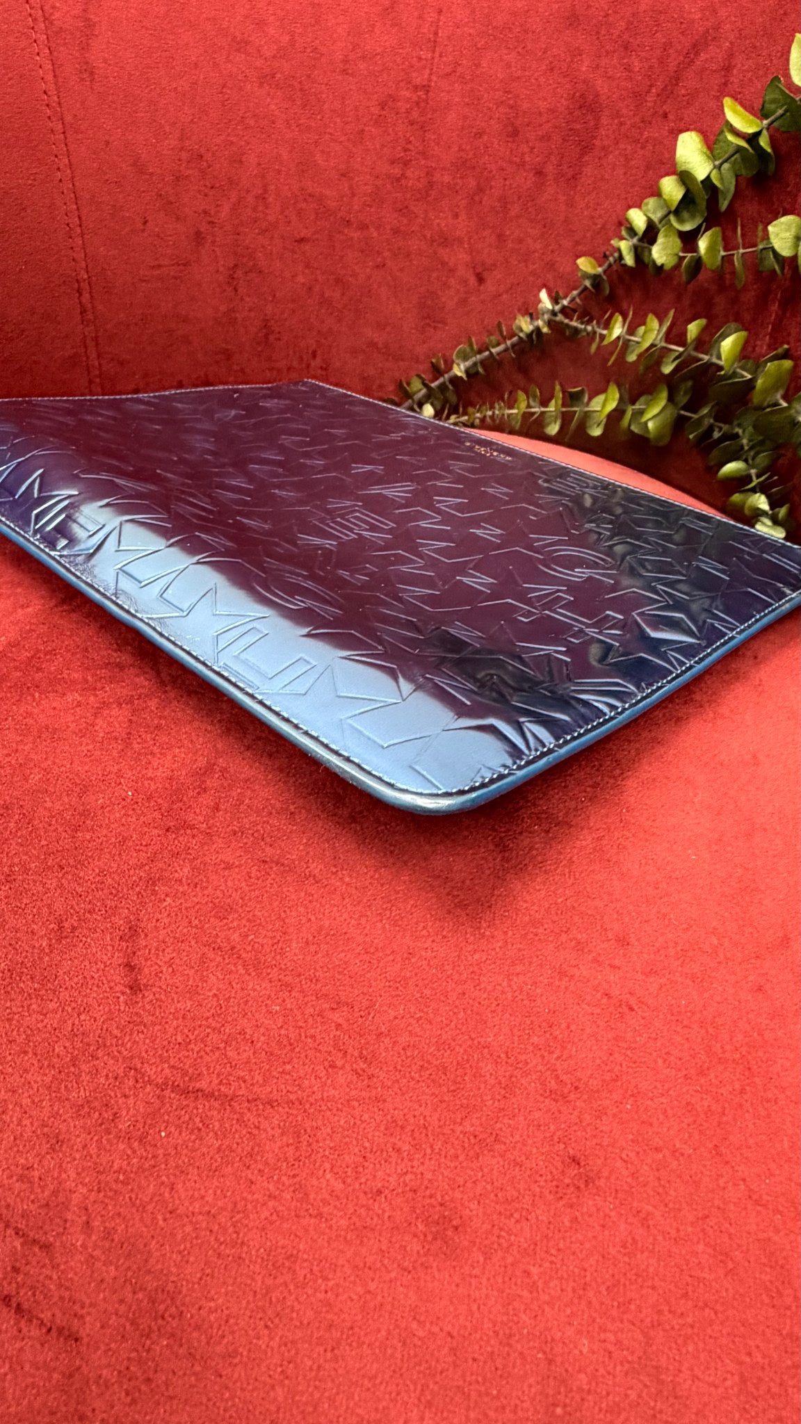 Givenchy Blue Star Embossed Zipper Clutch